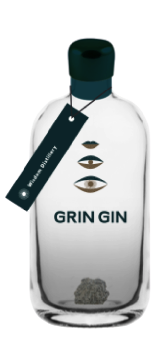 Unsere köstliche GrinGin-Flasche.